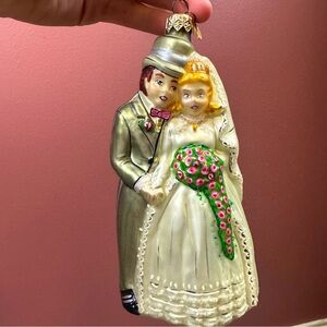 Christopher Radko Wedding Day Bride and Groom Missing Cake Charm Blonde Bride